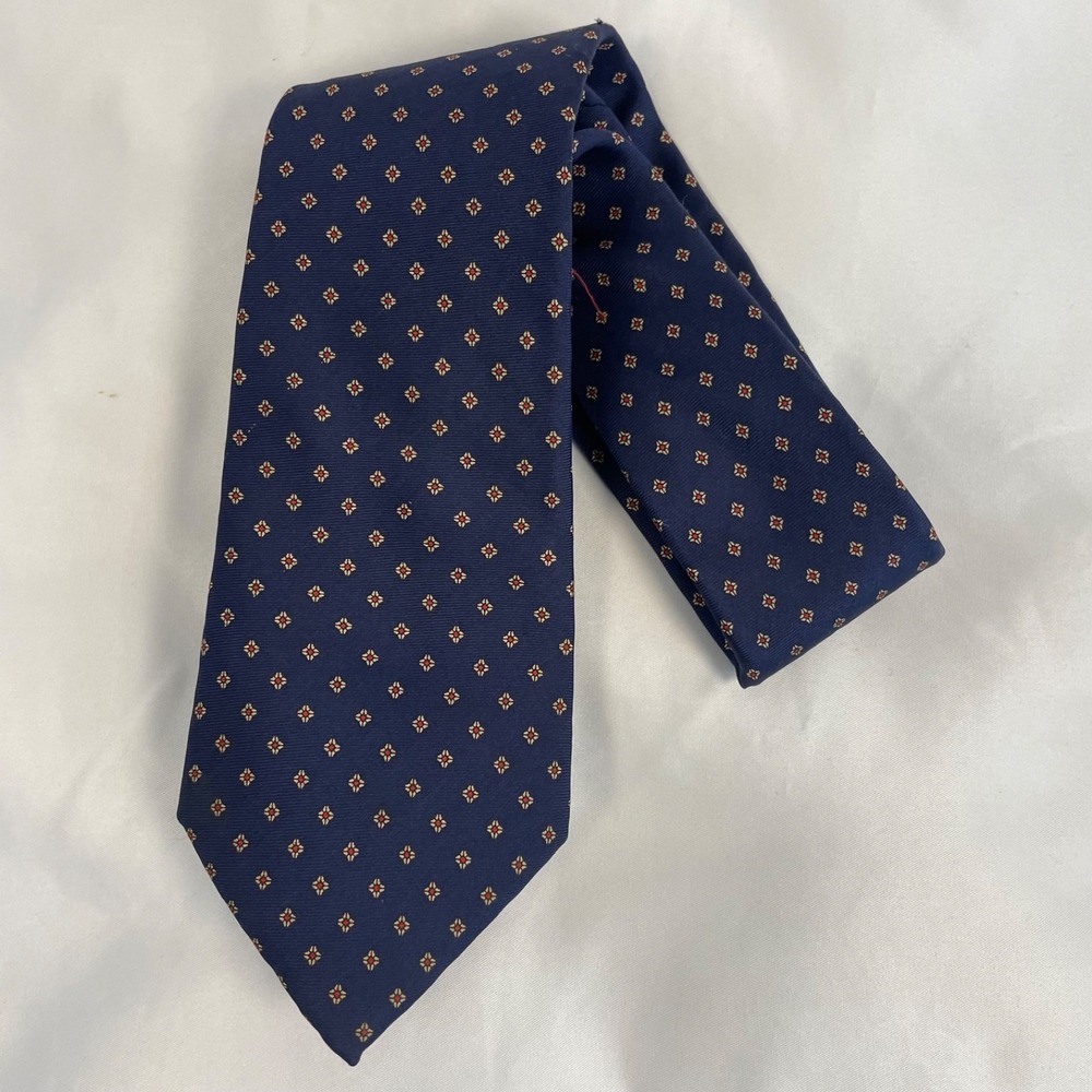 Vintage Chaps Ralph Lauren Mens Tie 100% Silk Navy Blue Red Made in USA 56"